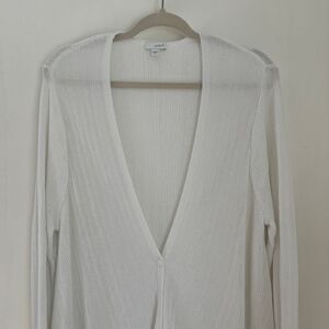 J Jill linen blend Elegant White Long Cardigan Lightweight Knit coverup